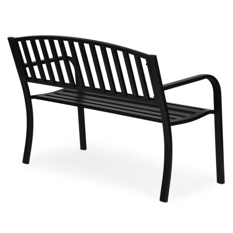 Ławka ogrodowa z oparciem 120x50 cm metalowa parkowa czarna MultiGarden