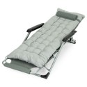 Leżak ogrodowy plażowy 2w1 z poduszką zagłówkiem regulacja podnóżka szary MultiGarden
