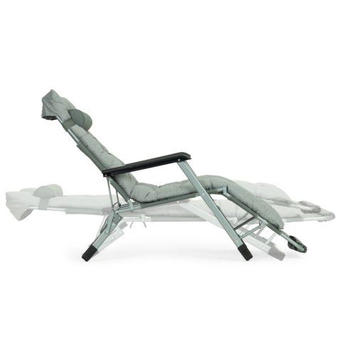 Leżak ogrodowy plażowy 2w1 z poduszką zagłówkiem regulacja podnóżka szary MultiGarden