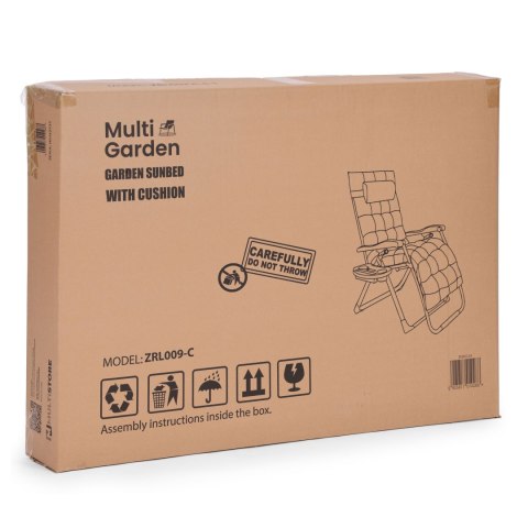 Leżak ogrodowy plażowy z poduszką zagłówkiem regulacja czarny złota rama MultiGarden