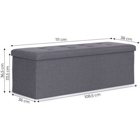 Pufa pikowana 111x38 cm ze schowkiem tapicerowana ława skrzynia ciemnoszara ModernHome