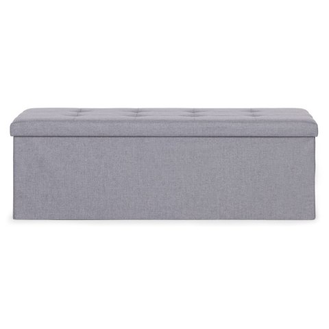 Pufa pikowana 111x38 cm ze schowkiem tapicerowana ława skrzynia jasnoszara ModernHome