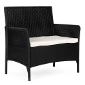 Sofa ogrodowa dwuosobowa z poduszką ławka na balkon taras ogród czarna MultiGarden