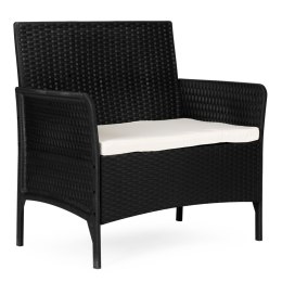 Sofa ogrodowa dwuosobowa z poduszką ławka na balkon taras ogród czarna MultiGarden