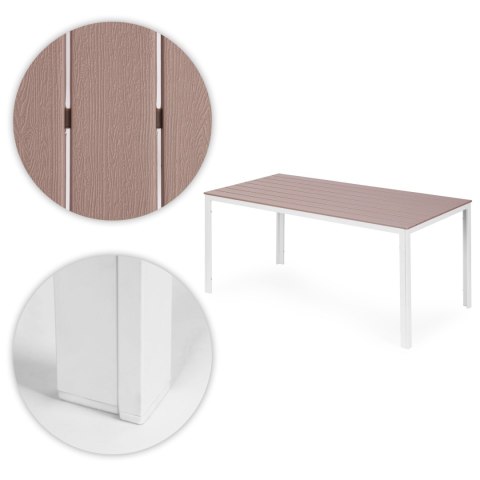 Stół ogrodowy 6-osobowy 156x78 cm polywood meble na taras beżowe białe MultiGarden