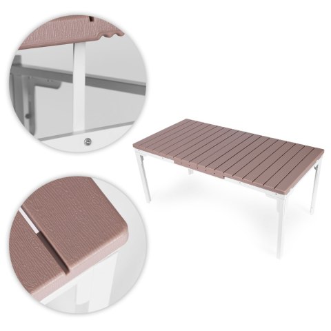 Stół ogrodowy rozkładany 180-240 cm do 12 os. stal HDPE beżowy MultiGarden