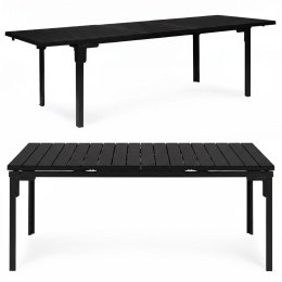 Stół ogrodowy rozkładany 180-240 cm do 12 os. stal HDPE czarny MultiGarden