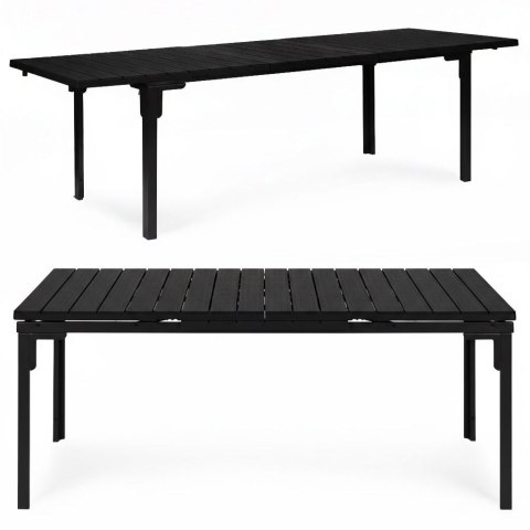 Stół ogrodowy rozkładany 180-240 cm do 12 os. stal HDPE czarny MultiGarden