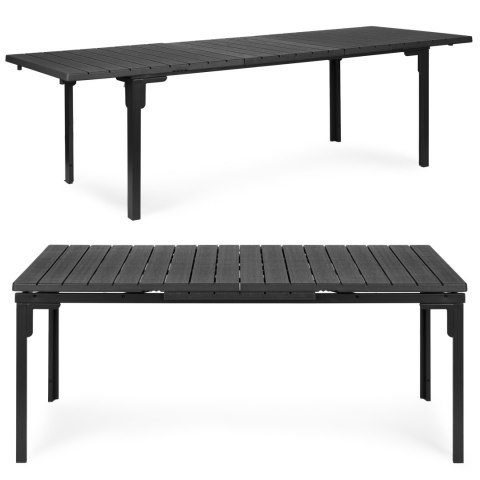 Stół ogrodowy rozkładany 180-240 cm do 12 os. stal HDPE szary MultiGarden