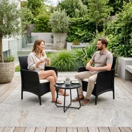 Zestaw 2x fotel ogrodowy z poduszką komplet krzeseł na balkon taras ogród czarny MultiGarden