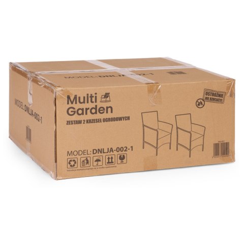 Zestaw 2x fotel ogrodowy z poduszką komplet krzeseł na balkon taras ogród czarny MultiGarden