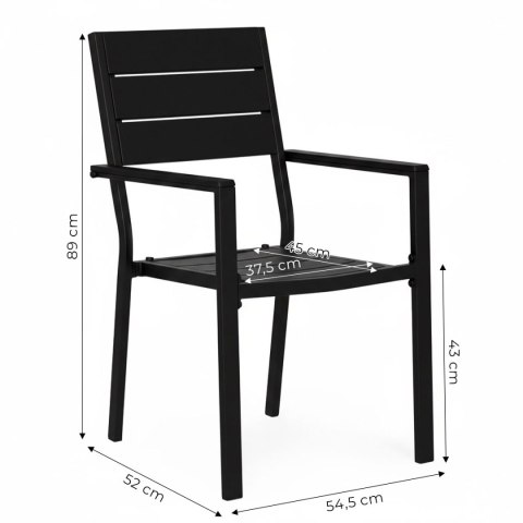Zestaw 2 krzeseł ogrodowych na taras balkon stal HDPE - czarne MultiGarden