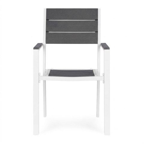 Zestaw 2 krzeseł ogrodowych na taras balkon stal HDPE szare białe MultiGarden