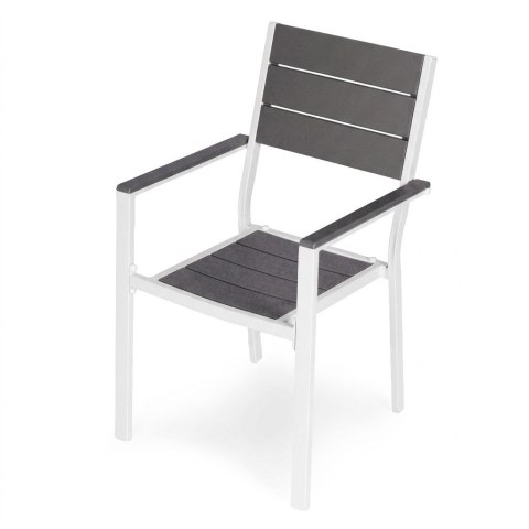 Zestaw 2 krzeseł ogrodowych na taras balkon stal HDPE szare białe MultiGarden