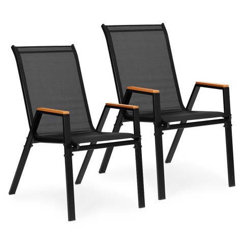 Zestaw 2x krzesło ogrodowe komplet na taras balkon czarne MultiGarden