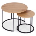 Zestaw stolików kawowych 2 szt. okrągłe jasny dąb loftowe ModernHome