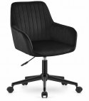 Fotel biurowy krzesło obrotowe z szerokim oparciem welur aksamit czarne