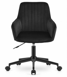 Fotel biurowy krzesło obrotowe z szerokim oparciem welur aksamit czarne