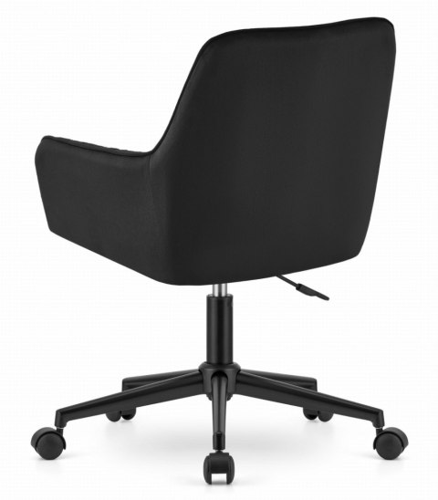 Fotel biurowy krzesło obrotowe z szerokim oparciem welur aksamit czarne