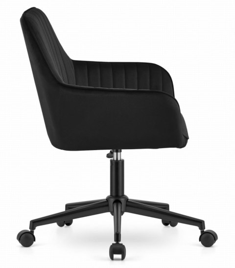 Fotel biurowy krzesło obrotowe z szerokim oparciem welur aksamit czarne