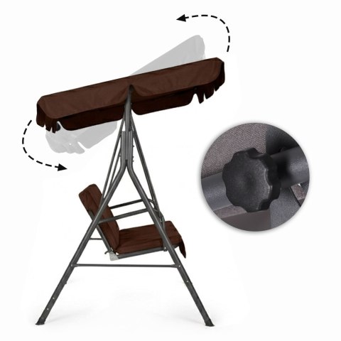 Huśtawka ogrodowa 3-osobowa bujana wolnostojąca stalowa brązowa MultiGarden