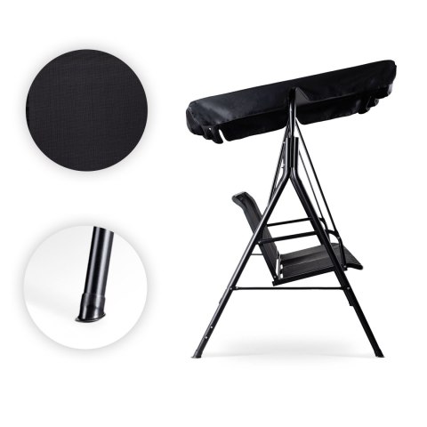 Huśtawka ogrodowa 3-osobowa bujana wolnostojąca stalowa czarna MultiGarden