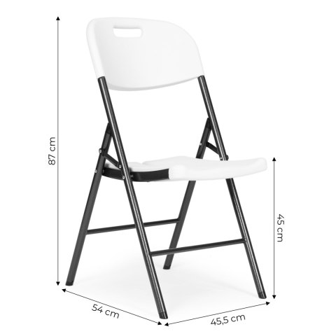 Komplet 4 krzeseł składanych zestaw cateringowy metal HDPE białe MultiGarden