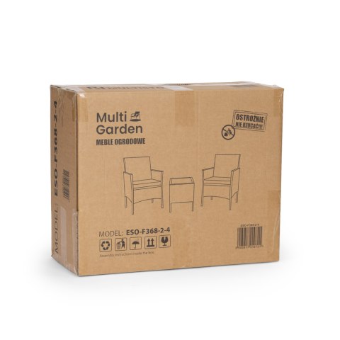 Komplet mebli ogrodowych z technorattanu 2 krzesła stolik ciemny brąz MultiGarden