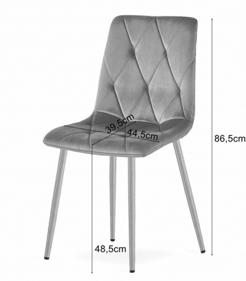 Krzesło tapicerowane welurowe do jadalni salonu pikowane beżowe