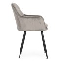 Krzesło tapicerowane welurowe nowoczesne do jadalni salonu jasny szary ModernHome