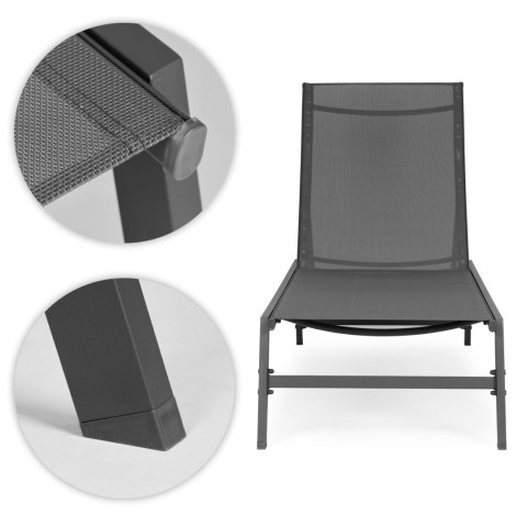 Leżak ogrodowy plażowy leżanka regulacja oparcia stalowa konstrukcja szary MultiGarden