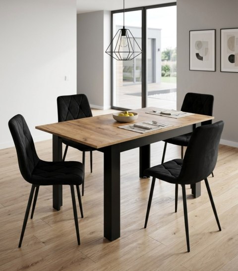 Stół rozkładany prostokątny 120-160x80 cm do kuchni jadalni dla 4-6 osób dąb craft