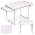Stolik turystyczny 120x60 cm składany w walizkę 2 półki biały MultiGarden