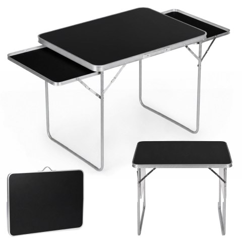 Stolik turystyczny 120x60 cm składany w walizkę 2 półki czarny MultiGarden