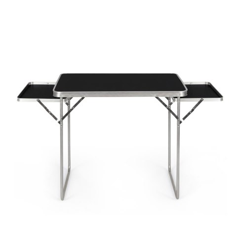 Stolik turystyczny 120x60 cm składany w walizkę 2 półki czarny MultiGarden