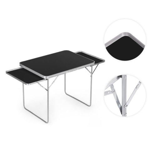 Stolik turystyczny 120x60 cm składany w walizkę 2 półki czarny MultiGarden