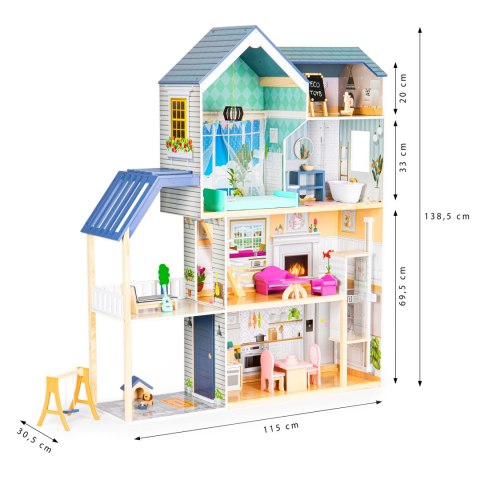 DOMEK DLA LALEK DUŻY DREWNIANY 138 CM REZYDENCJA MAYA 28 EL. ECOTOYS