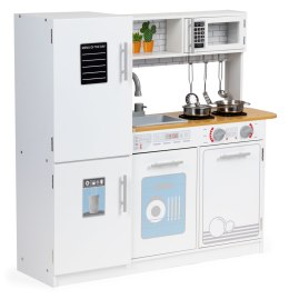 DREWNIANA KUCHNIA DLA DZIECI ŚWIATŁO LED + GARNKI ECOTOYS