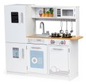 DREWNIANA KUCHNIA DLA DZIECI ŚWIATŁO LED + GARNKI ECOTOYS