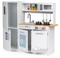 DREWNIANA KUCHNIA DLA DZIECI ŚWIATŁO LED + GARNKI ECOTOYS