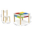 DREWNIANE MEBLE DLA DZIECI ZESTAW STÓŁ + 2 KRZESŁA ECOTOYS
