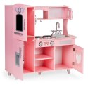 DUŻA DREWNIANA KUCHNIA DLA DZIECI EFEKTY DŹWIĘKOWE RÓŻOWA ECOTOYS