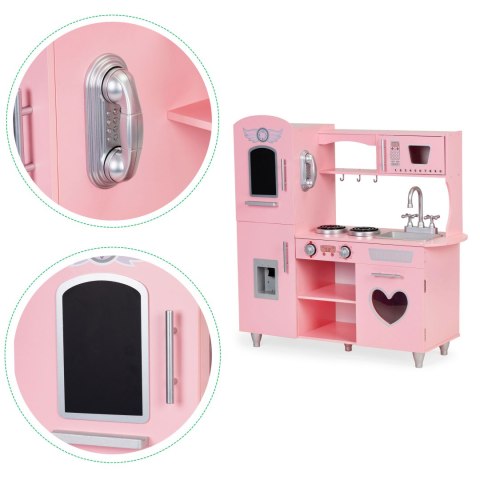 DUŻA DREWNIANA KUCHNIA DLA DZIECI EFEKTY DŹWIĘKOWE RÓŻOWA ECOTOYS