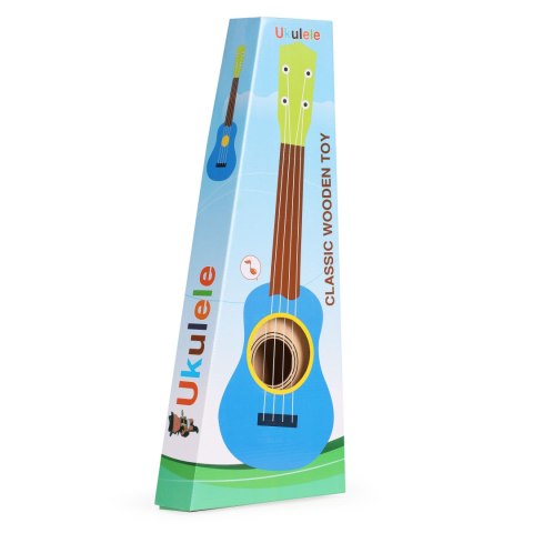 GITARA UKULELE DLA DZIECI DREWNIANA 4 STRUNY NYLONOWE ECOTOYS