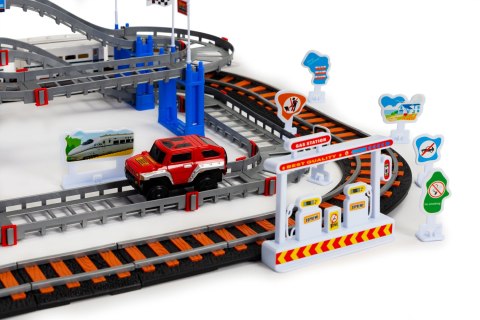 KOLEJKA I AUTO NA BATERIE DWA TORY MIASTO 108 ELEMENTÓW