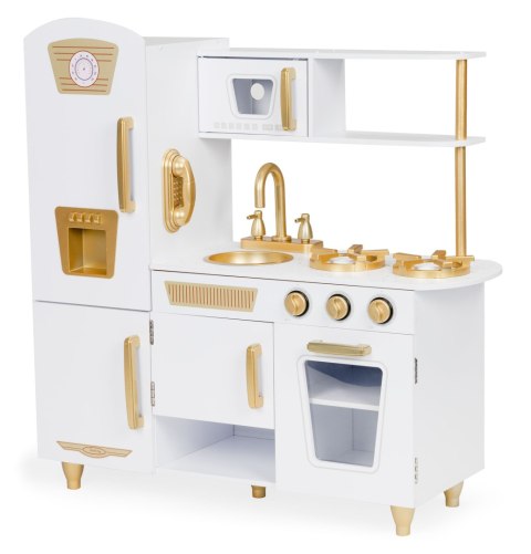 KUCHNIA DLA DZIECI DREWNIANA DUŻA BIAŁO-ZŁOTA ECOTOYS