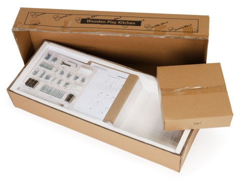 KUCHNIA DLA DZIECI DREWNIANA DUŻA BIAŁO-ZŁOTA ECOTOYS