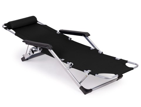 LEŻAK FOTEL OGRODOWY PLAŻOWY SKŁADANY 2W1 LEŻANKA CZARNY MULTIGARDEN