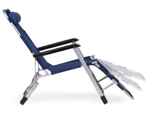 LEŻAK FOTEL OGRODOWY PLAŻOWY SKŁADANY 2W1 LEŻANKA NIEBIESKI MULTIGARDEN