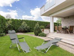 LEŻAK FOTEL OGRODOWY PLAŻOWY SKŁADANY 2W1 LEŻANKA SZARY MULTIGARDEN